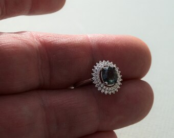 Size 7 Ring. Bluish Green Sapphire 1.34 cwt,   See IMPORTANT NOTE. September Birthday.