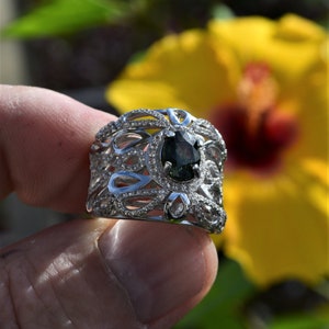Size 8 Ring Appraised for 500US. Earth Mined Bluish Green Sapphire Ring . September  Birthday. Retiring, must sell.