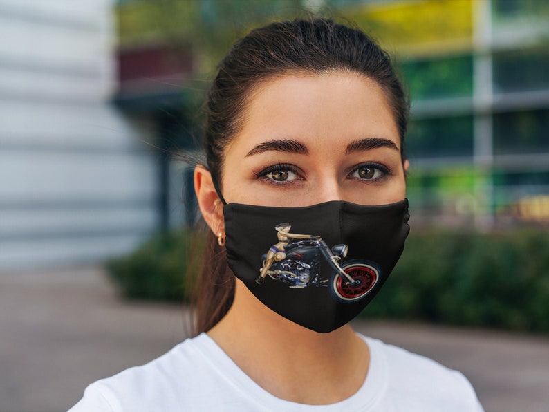 Biker Chick Two Layer Adult Face Mask Lady Biker Face Mask Etsy