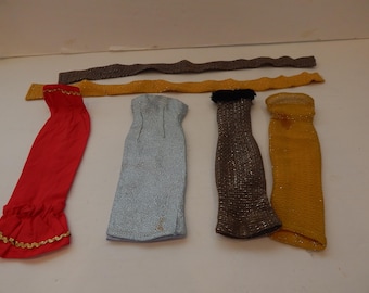 Vintage Barbie or Fashion Doll Tube Gowns Handmade Lot of 4 Please Read Detail