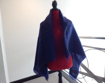 Vintage Gibson and Lumgair Mohair Blend Shawl Navy Made in Scotland Never Worn Like New