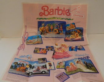 Vintage Barbie Fashion and Fun Scrapbook Pamphlet Poster 0007-1085 Mattel 1991