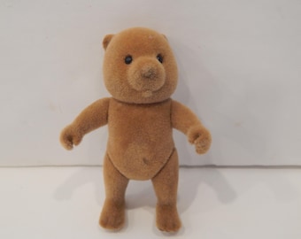 Vintage Flocked Adult Beaver possibly Teddy Bear Story by Applause Felt applique on Feet