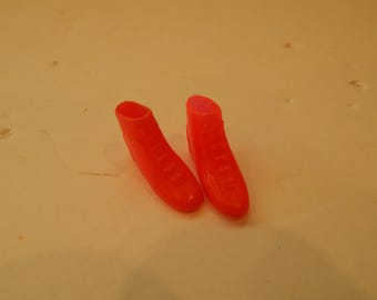 Vintage UDCO Hot Pink Ankle Boots Hong Kong 1970s Squishy Rubber For Fashion Dolls
