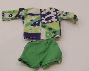 Vintage Cut N Sew Pattern For 11 to 12 inch Girl Doll Like Barbie Short Set 1960s