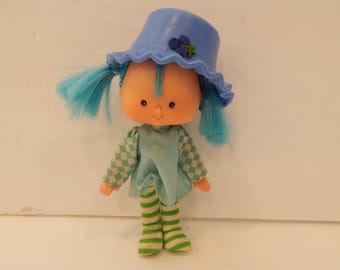 Vintage Strawberry Shortcake Blueberry Muffin Doll Kenner 1980s First Edition Flat Hands