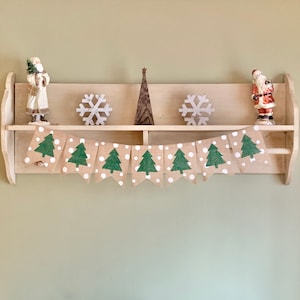 Christmas tree banner, Christmas banner, Christmas burlap banner, Christmas tree garland