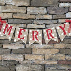 Christmas burlap banner - Merry Christmas banner - Christmas decor