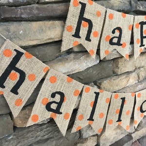 Happy Halloween Burlap Banner - Rustic Halloween Party Decor For Mantle, Door, Or Wall - View #7