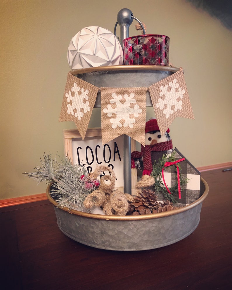 Tiered Tray Decor Winter Tiered Tray Winter Banner Winter Etsy