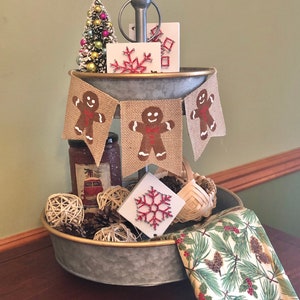 Tiered tray decor, gingerbread tiered tray, gingerbread banner, gingerbread mini banner