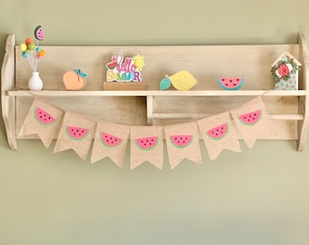 Summer burlap banner, summer banner, summer garland, summer bunting, watermelon banner, watermelon burlap banner, watermelon decor