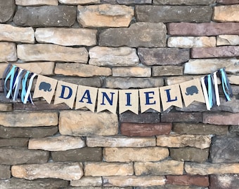 Baby name banner - baby shower name banner - nursery name banner - custom name sign - burlap name banner