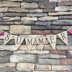 Summer burlap banner, summer banner, summer garland, summer bunting, watermelon banner, watermelon burlap banner, summer decor, porch decor image 1