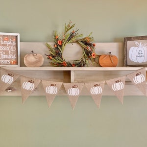 Pumpkin banner, fall banner, fall pumpkin banner, pumpkin garland, white pumpkin banner