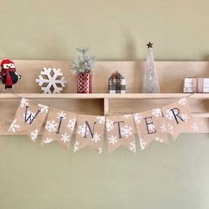 Winter banner, Photo prop, Winter decoration, winter burlap banner, burlap bunting, Winter garland, snowflake banner, snowflake decor