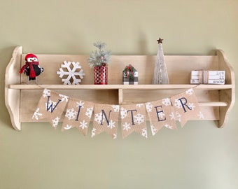Winter banner, Photo prop, Winter decoration, winter burlap banner, burlap bunting, Winter garland, snowflake banner, snowflake decor