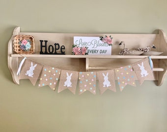Easter Burlap Banner, Easter Garland, Easter Decor, Easter Decoration, Easter Photo Prop, Easter Bunting, Easter Banner, Easter Bunny Tails
