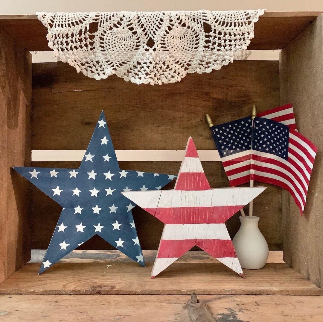 Rustic Wood Star Set, 4th of July Decor, Patriotic Decor - Etsy