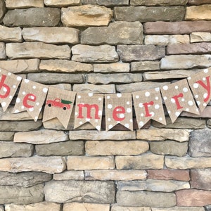 Be Merry banner, Red Truck banner, Be Merry burlap banner, Christmas banner, Christmas garland, Christmas decoration, Christmas photo prop