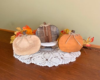 Wood pumpkins, fall pumpkins, Halloween decor, farmhouse pumpkins