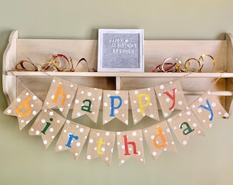 Happy Birthday banner, Happy Birthday burlap banner, Happy Birthday bunting, Happy Birthday sign, Birthday banner, Birthday decoration