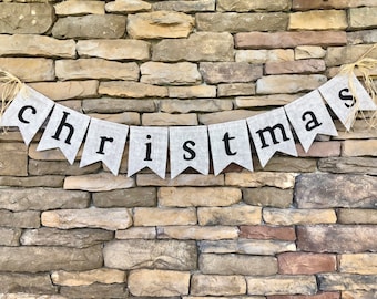 Christmas Banner, Christmas Burlap Banner, Christmas Garland