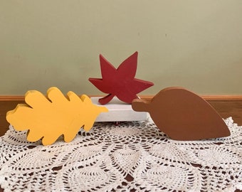Wood leaves, fall decor, chunky wood leaves