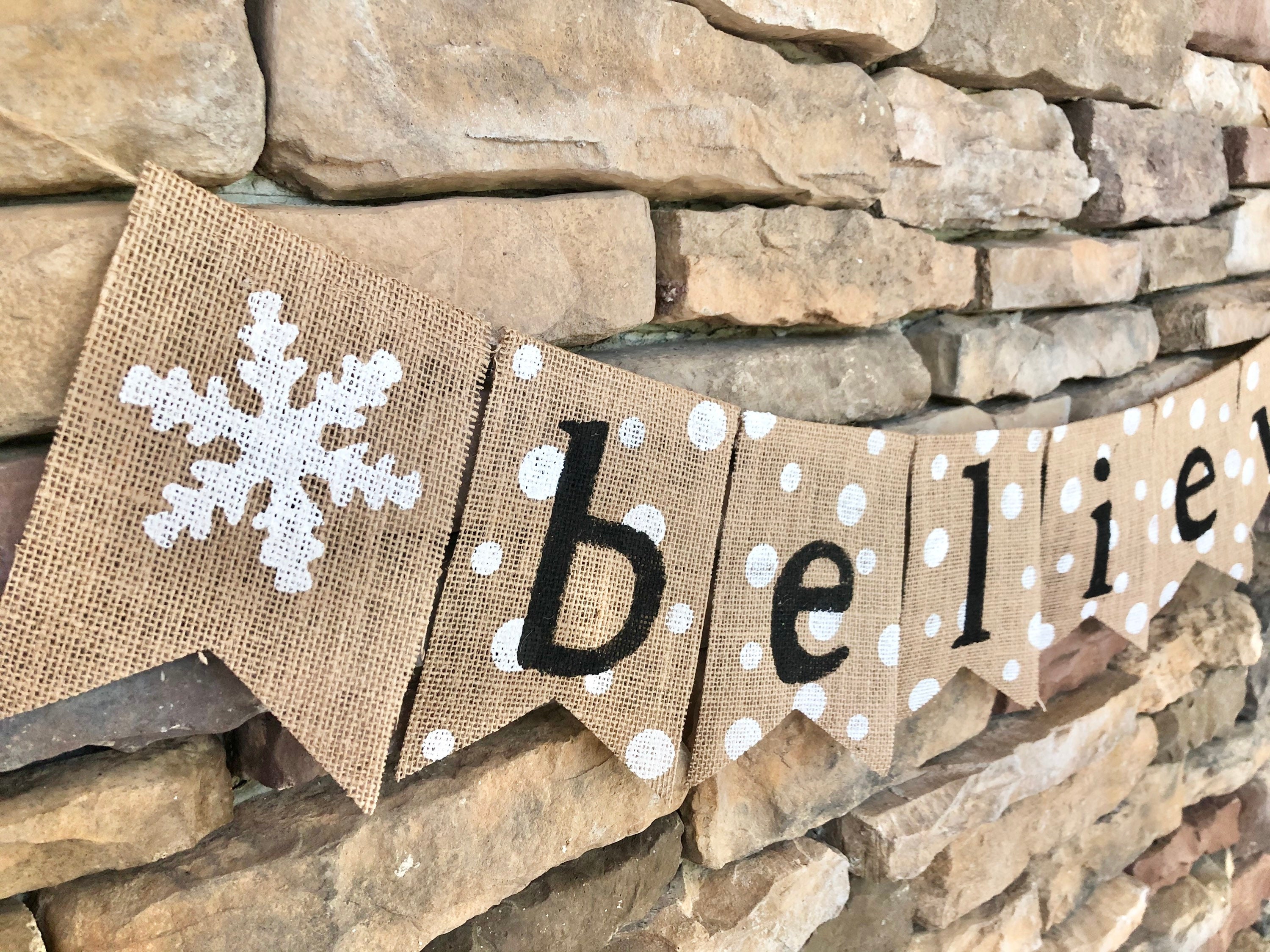 Christmas Banner Christmas Garland Christmas Decor Believe Etsy