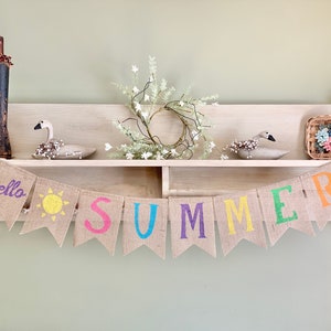 Summer burlap banner, summer banner, summer garland, summer bunting, hello summer banner