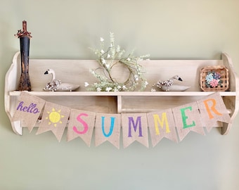 Summer burlap banner, summer banner, summer garland, summer bunting, hello summer banner
