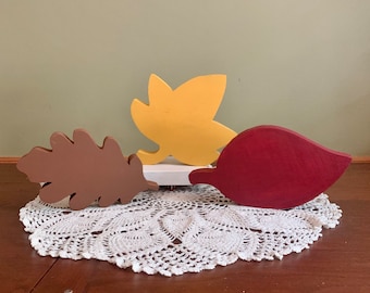 Wood leaves, fall decor, chunky wood leaves
