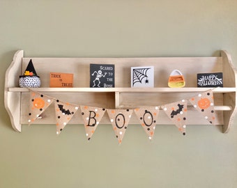 Pancarta de arpillera de Halloween, pancarta de arpillera de Boo, pancarta de Boo, pancarta de Halloween, letrero de Feliz Halloween, pancarta de murciélago, decoración de otoño, banderines de Halloween