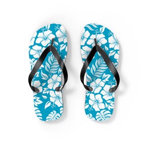 Tropical Flip Flops - Beach Footwear, Summer Sandals, Vacation Essentials, Floral Designed Footwear, Poolside Slippers