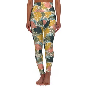 Tropical Floral High Waisted Yoga Leggings, Fitness Leggings, Activewear, Workout Pants, Gym Apparel, Unique Leggings