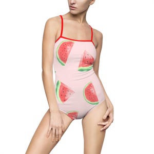 Watermelon Print Women&#39;s One-Piece Swimsuit, Summer Swimwear, Beachwear, Pool Party Outfit, Vacation Essential, Cute Swim Costume