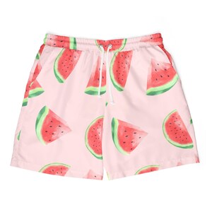 Watermelon Pattern Unisex Swim Shorts | Fun Summer Beachwear, Pool Party Essential, Vacation Swim Trunks, Gift for Him/Her, Trendy Swimwear
