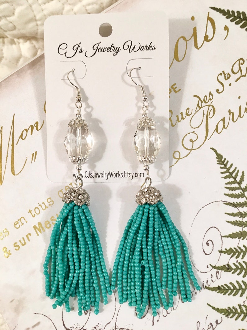 RHINESTONE and TURQUOISE Dangle and Drop Earrings Etsy