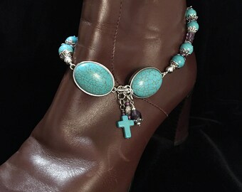 BOOT BRACELET ~ Boot Bling ~ Boot Jewelry ~ Sundance Inspired ~ Amethyst, Turquoise ~ Purple, Blue ~ Southwestern Jewelry ~ Rodeo wear