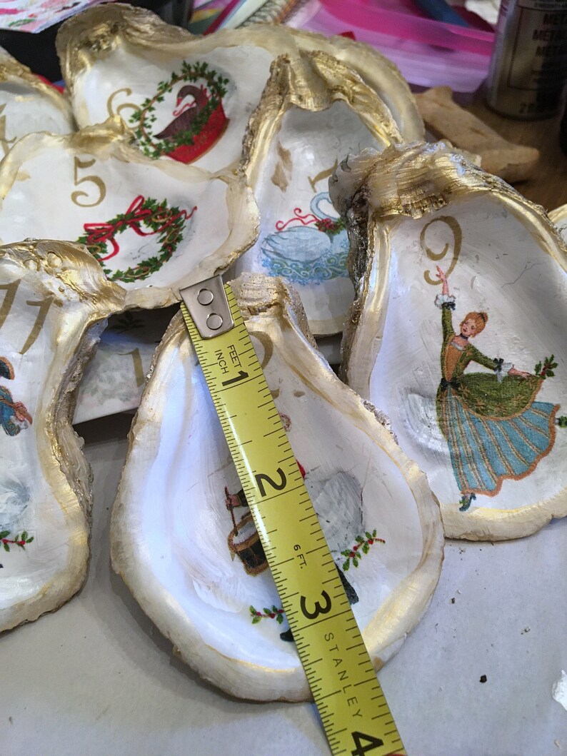 TWELVE DAYS of CHRISTMAS Oyster Shell Ornaments Vintage Etsy