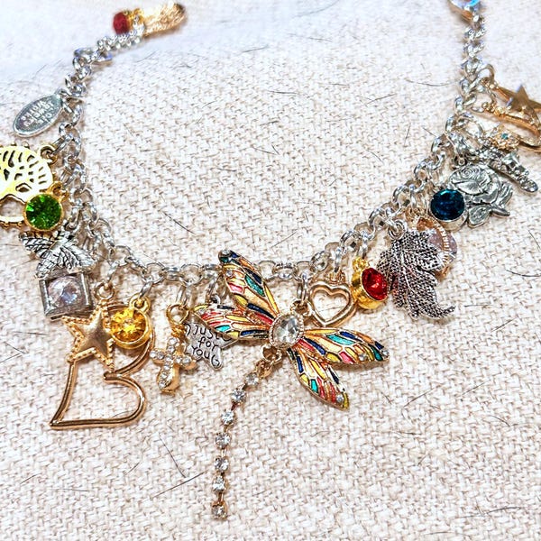 BEdelarmband ~ Libel, harten, bladeren, bijen, sterren, roloketting, cadeau voor haar, gemaakt in de VS