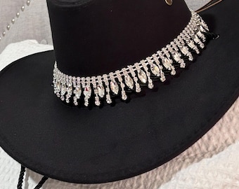 WESTERN HAT BAND ~  Rhinestone hat band, Adjustable hat band, Fancy and Sassy Glittery, Cowgirl Bling, Rodeo Wear, Weddings, Bridal
