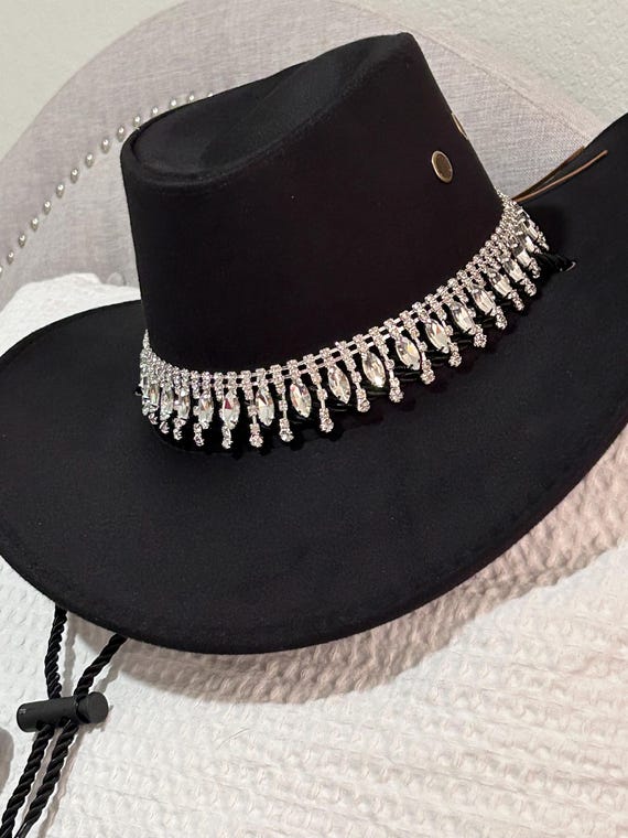 WESTERN HAT BAND ~  Rhinestone hat band, Adjustable hat band, Fancy and Sassy Glittery, Cowgirl Bling, Rodeo Wear, Weddings, Bridal