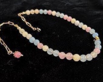MORGANITE ~ Pastel colored gemstones ~ Pinks, Yellows, Blues ~ Adjustable length ~ Personalize with Initial or Charm ~ FREE USA Shipping