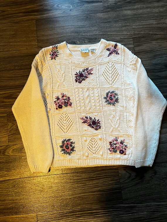 Vintage knit sweater floral - Gem