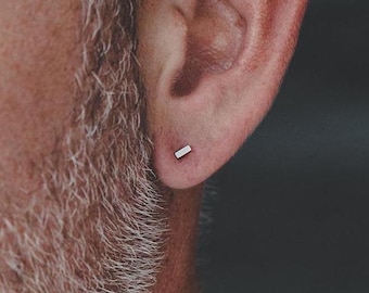 Small Sterling Silver Bar Earrings: Minimalist 2nd/3rd Hole