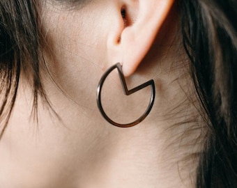 Handmade Sterling Silver Arcade Hoop Earrings: Minimalist Geometric Jewelry