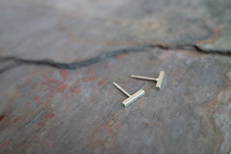 Bar Earrings Large 925 Sterling Silver Minimal Modern Design Handmade Jewelry from MeritMade Essentials by Kelly Conner image 7