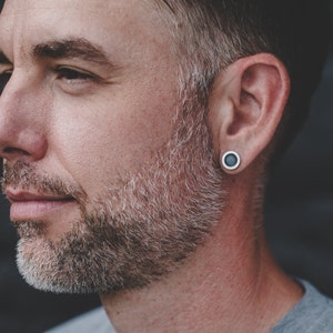 Large Helio Earrings - Oxidized Sterling Silver 925 - Simple Modern Circle Stud Earrings From MeritMade by Kelly Conner