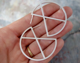 Sterling Silver Citrus Hoop Earrings: Modern Minimalist Handmade Jewelry